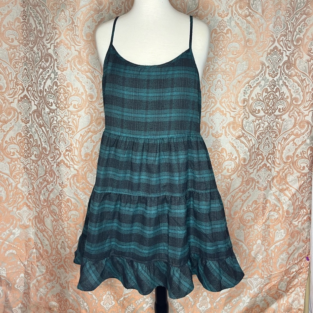 Forest Green Plaid Babydoll Dress